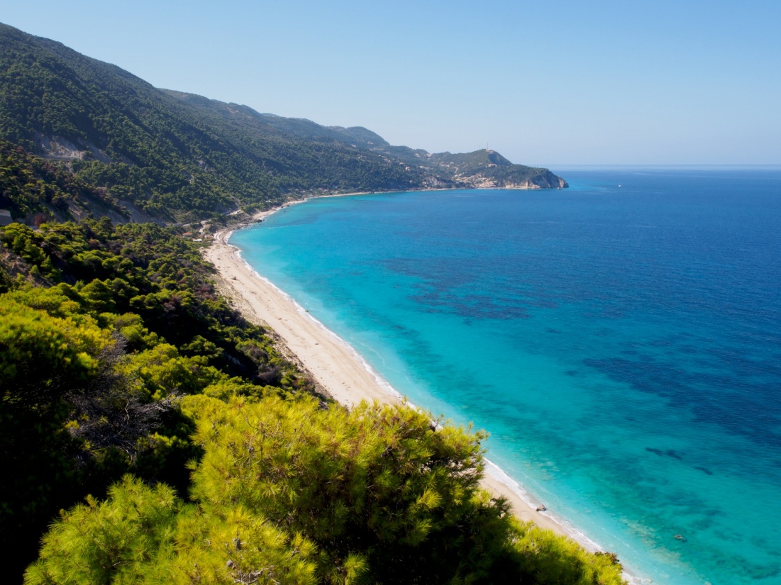 Pefkoulia beach near the Agios Nikitas village on Lefkada, Greece